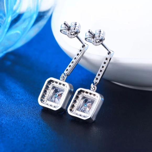 New arrival. Silver earrings with cubic zirconia. - Picture 3 of 6